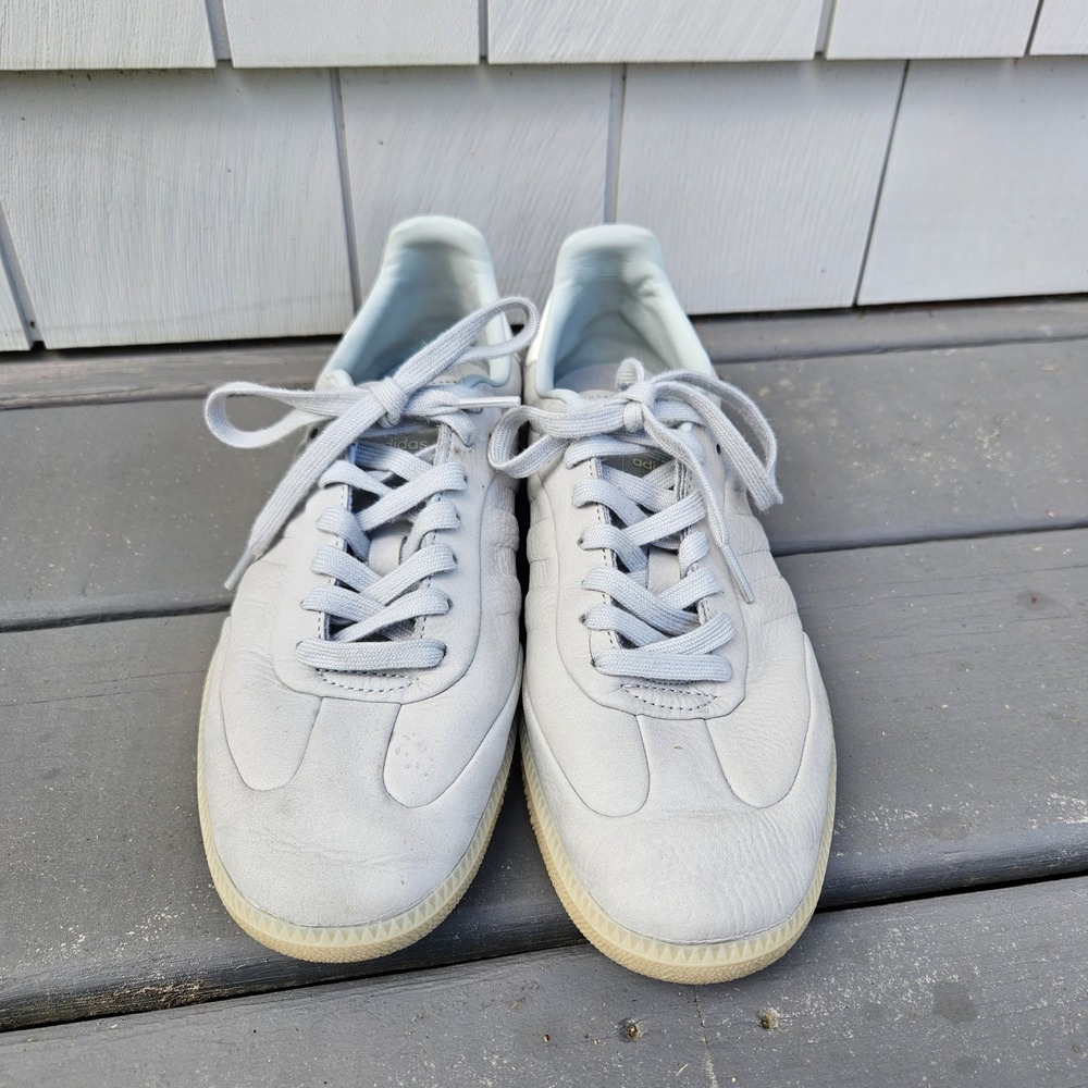 Adidas Samba Decon Light Blue Grey Leather Gum Sole Sneakers 9.5 Mens ID2055